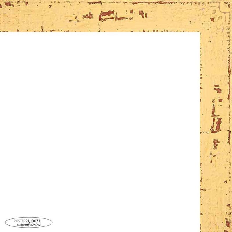 38x26 Shabby Chic / Farmhouse Yellow Wood Picture Frame UV Acrylic